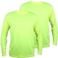 thumbnail image 1 of 2 Pack-Hi Vis Green Long Sleeve Work Safety High Visibility T-Shirt Size:5X-Large, 1 of 5