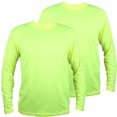 thumbnail image 1 of 2 Pack-Hi Vis Green Long Sleeve Work Safety High Visibility T-Shirt Size:X-Large, 1 of 2