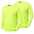 thumbnail image 1 of 2 Pack-Hi Vis Green Long Sleeve Work Safety High Visibility T-Shirt Size:X-Large, 1 of 6
