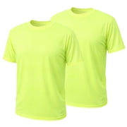 2 Pack-Hi Vis Green T-Shirt Work Safety High Visibility Short Sleeve Size:Large