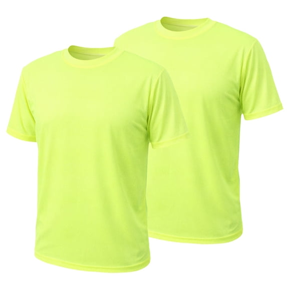 2 Pack-Hi Vis Green T-Shirt Work Safety High Visibility Short Sleeve Size:Large