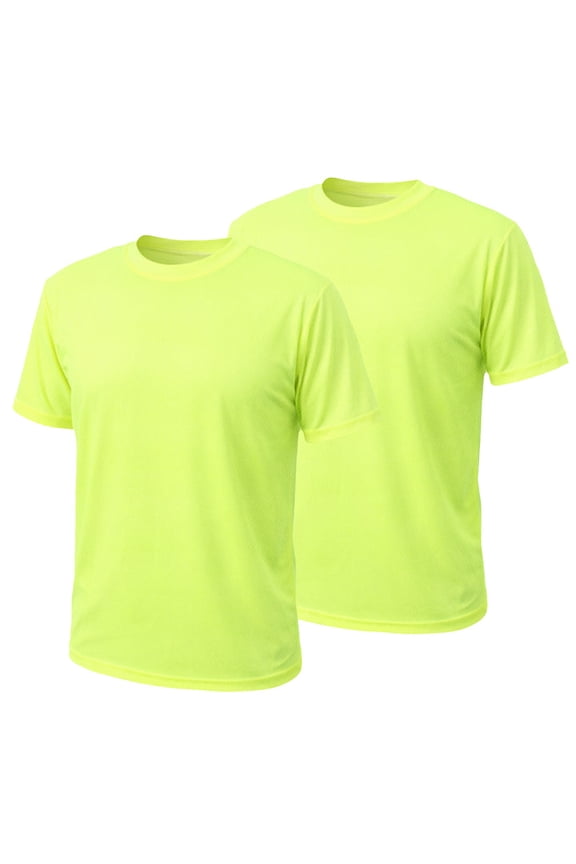 2 Pack-Hi Vis Green T-Shirt Work Safety High Visibility Short Sleeve Size:Small
