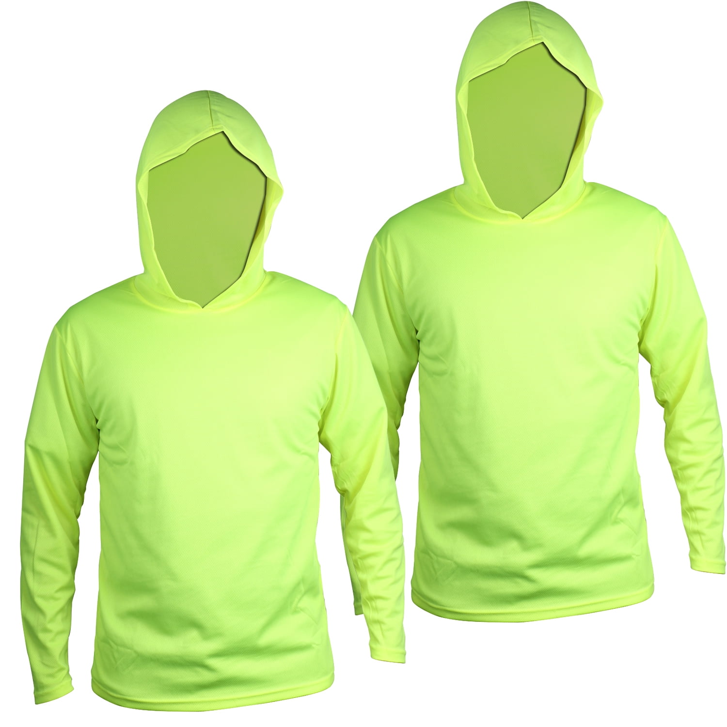 2 Pack-Hi Vis Green Work Safety Hoodie High Visibility Long Sleeve T-Shirt  Size:2X-Large 