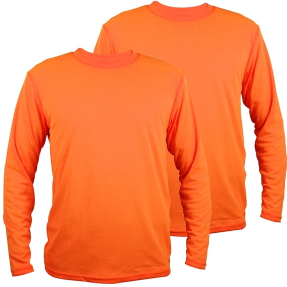 2 Pack-Hi Vis Orange Long Sleeve Work Safety High Visibility T-Shirt Size:3X-Large