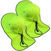 2 Pack Hi-Vis Reflective Work Safety Boonie Snap Hat High Visibility Cap Green Neck Flap