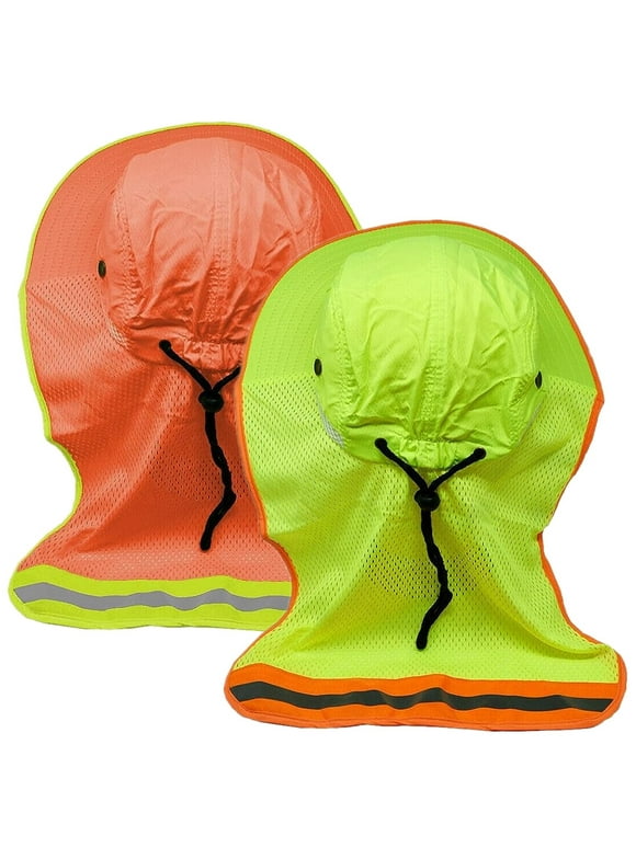 2-Pack Hi-Vis Reflective Work Safety Boonie Snap Hat High Visibility Green & Orange Cap