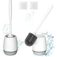 thumbnail image 1 of 2 Pack CADOVE Toilet Brush with Ventilated Drying Holder, Silicone Toilet Bowl Brush Bathroom Cleaning Bowl Brush Kit Sturdy Cleaning Toilet Brush, Floor Standing Wall Mounted Without Drilling, 1 of 7