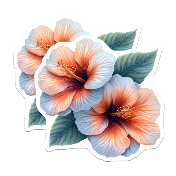 (2 Pack) Hibiscus Flower Magnets - Botanical Refrigerator Decor - Tropical Kitchen Organization - 5 Inches On Longest Side - Thick Durable Magnet - Made in USA - MAG28103