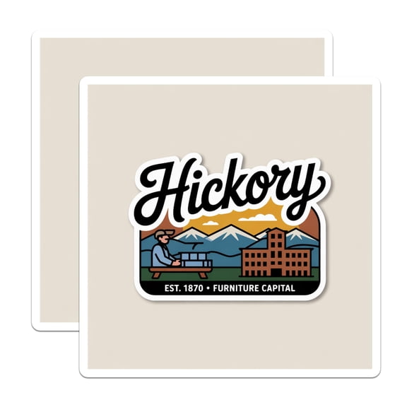(2 Pack) Hickory NC Magnets - Furniture Capital Est 1870 - North Carolina Mountains Scenic Art - Local Hometown Souvenir - 5 Inches On Longest Side - Thick Durable Magnet - Made in USA - MAG19322