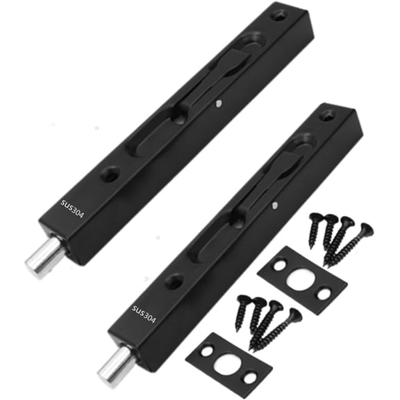 2-Pack Hidden Latch & Bolt 304 Stainless Steel 8 inch(202cm) Security Door Bolt Latch, Double Door Lever Action Flush Bolt Latch, French Door