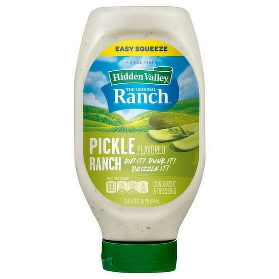 ( 2 Pack ) Hidden Valley Easy Squeeze Pickle Flavored Ranch Topping And Dressing, 20 Fluid Ounces