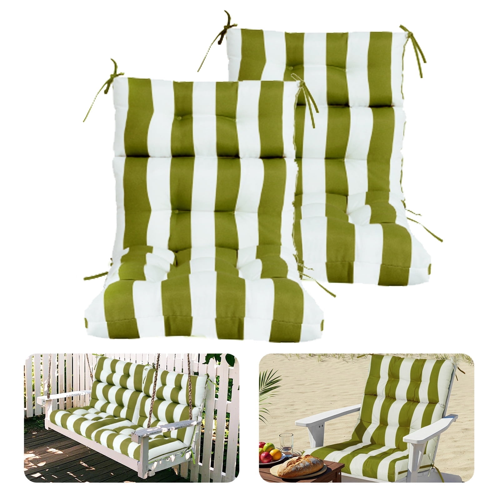 2-Pack High Back Outdoor Chair Cushions, Waterproof & Fade-Resistant Tufted Patio Chair Cushion for Rocking Chairs Adirondack Garden Porch Home Office Chair Use - 44" x 22" x 4"