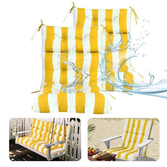 2-Pack High Back Outdoor Chair Cushions, Waterproof & Fade-Resistant Tufted Patio Chair Cushion for Rocking Chairs Adirondack Garden Porch Home Office Chair Use - 44" x 22" x 4"
