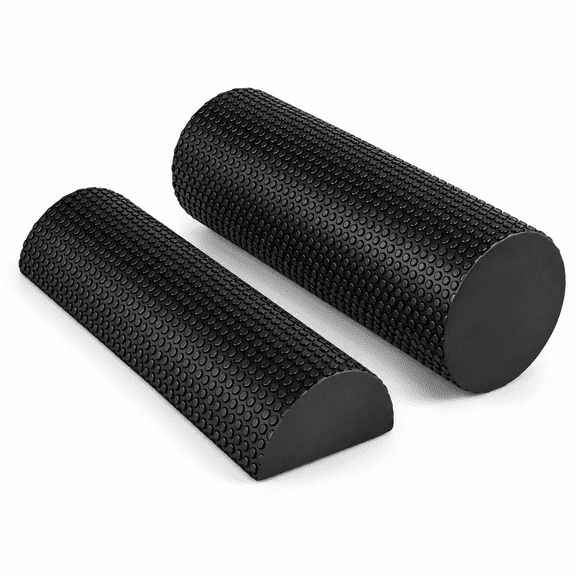2 Pack High-Density Foam Roller Set with Round and Half Rollers for Exercise and