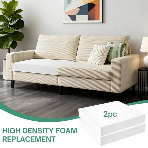 ROFIELTY Premium Upholstery Foam Padding, Firm High Density Replacement Seat Cushion for Benches, Boats & Dining Chairs, 2-Pack, 24" x 24" x 2", White