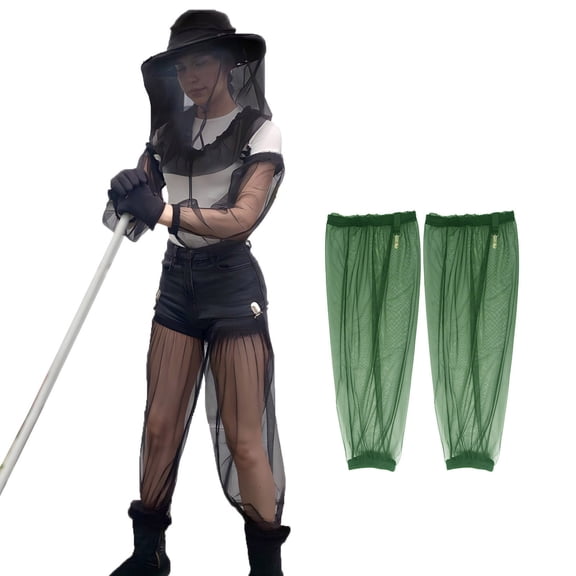 Mosquito Sleeves for Insect Pack of 2 High Elastic Polyester Mosquito Proof Leg Sleeves Tick & Fly & Bug Protection No-See-Um Net Covers for Fishing Camping Hiking Picnic Outdoor Lovers Green S