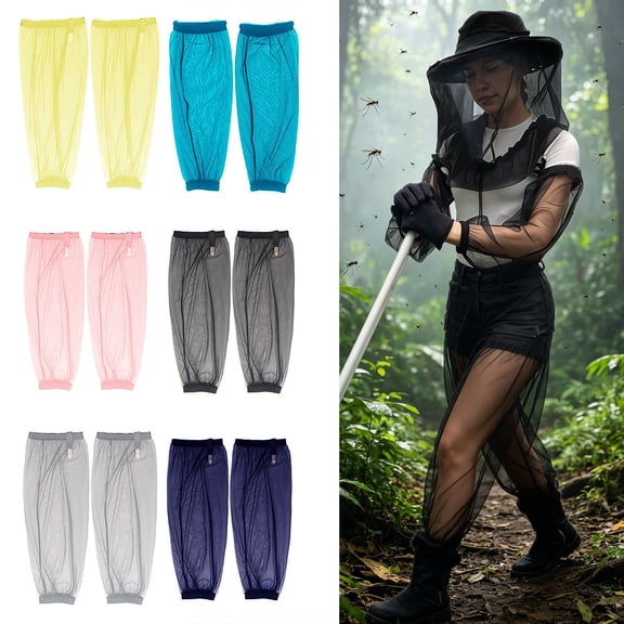 Mosquito Sleeves for Insect Pack of 2 High Elastic Polyester Mosquito Proof Leg Sleeves Tick & Fly & Bug Protection No-See-Um Net Covers for Fishing Camping Hiking Picnic Outdoor Lovers Black L