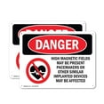 thumbnail image 1 of (2 Pack) High Magnetic Fields Pacemakers OSHA Danger Sign 18 Inch X 12 Inch Plastic Sign, Weather Resistant, UV Protected for Workplace, Business, and Construction Site, Made in the USA, 1 of 8