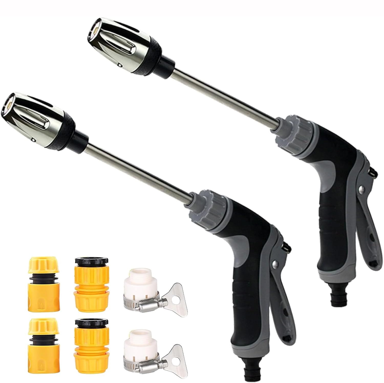 2 Pack High Pressure Car Wash Water Spray Set Portable Garden Hose Nozzle Adjustable Rotating Sprayer for Car Washing Garden Watering Patio Cleaning