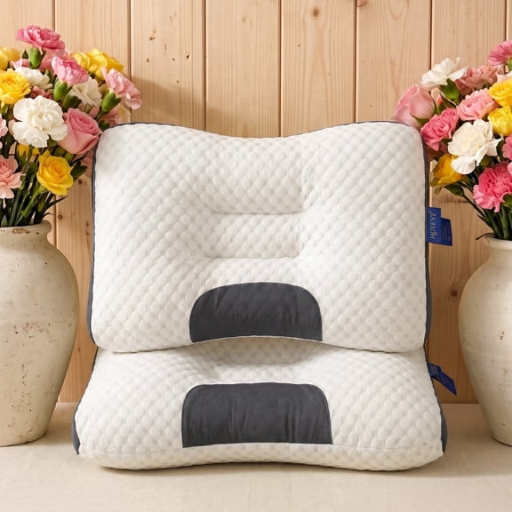 2 Pack High Quality Zero Gravity Neck Support Pillows,Evenly Relieves Shoulder and Neck Pressure,Creates Comfortable Deep Sleep(Gray White)