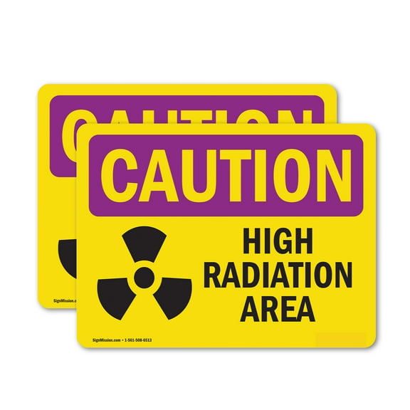 (2 Pack) High Radiation Area OSHA Caution Radiation Sign 5 Inch X 3.5 Inch Vinyl Label Decal Sticker Weather Resistant, UV Protected for Workplace, Business, and Construction Site, Made