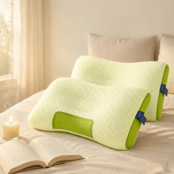 2 Pack High Resilience Pillow Inserts, Anti-Collapse Design(Sprout Green)
