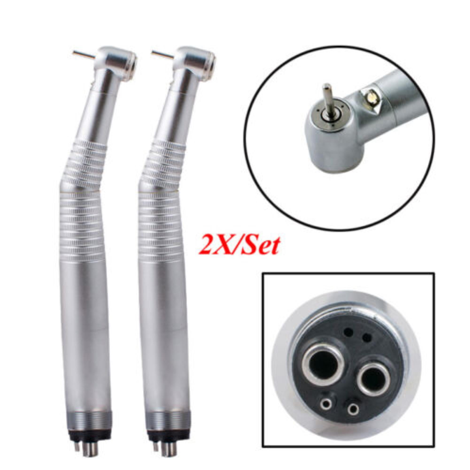2-Pack High Speed LED Handpiece with Standard Push Button for 2-Hole Air Turbine Systems and 3-Way Spray - Dentist Approved and Ideal for Dental Professionals