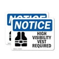 thumbnail image 1 of (2 Pack) High Vest Required OSHA Notice Sign 7 Inch X 5 Inch Vinyl Label Decal Sticker Weather Resistant, UV Protected for Workplace, Business, and Construction Site, Made in the USA, 1 of 7
