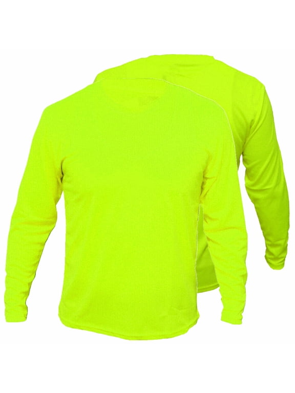 2 Pack-High Visibility Long Sleeve T-Shirt Hi Vis Green Work Safety Shirts Size: X-Large