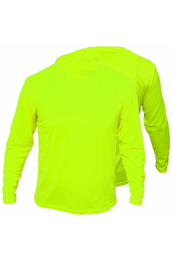 2 Pack-High Visibility Long Sleeve T-Shirt Hi Vis Green Work Safety Shirts Size: X-Large
