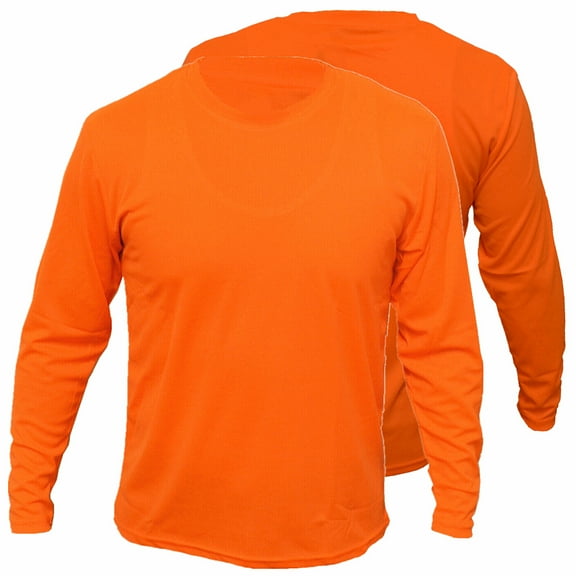2 Pack-High Visibility Long Sleeve T-Shirt Hi Vis Orange Work Safety Shirts Size: Small