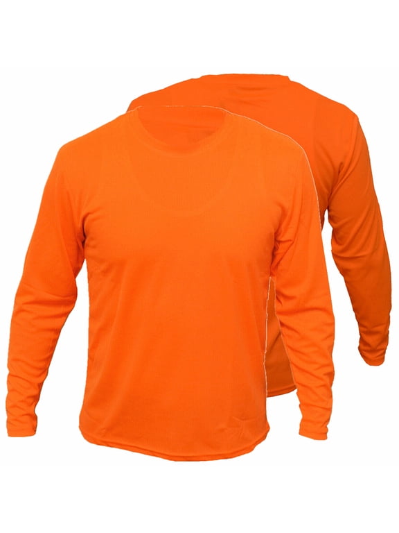 2 Pack-High Visibility Long Sleeve T-Shirt Hi Vis Orange Work Safety Shirts Size: Small