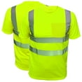 thumbnail image 1 of 2 Pack-High Visibility Short Sleeve T-Shirt Hi Vis Green Work Safety Reflective Tape Class 2 Size: Small, 1 of 5