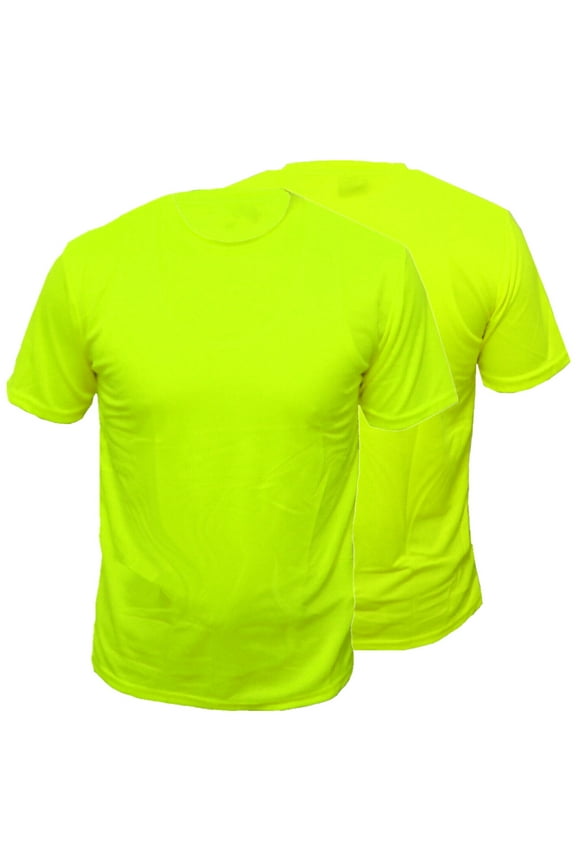 2 Pack-High Visibility Short Sleeve T-Shirt Hi Vis Green Work Safety Shirts Size: Large