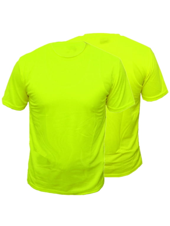 2 Pack-High Visibility Short Sleeve T-Shirt Hi Vis Green Work Safety Shirts Size: X-Large