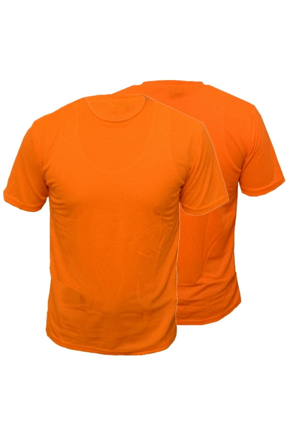 2 Pack-High Visibility Short Sleeve T-Shirt Hi Vis Orange Work Safety Shirts Size: Large