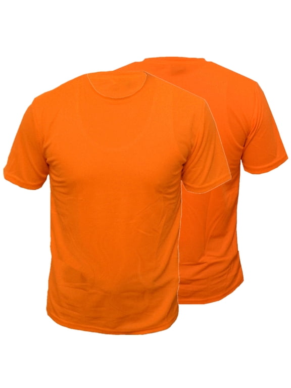 2 Pack-High Visibility Short Sleeve T-Shirt Hi Vis Orange Work Safety Shirts Size: Large