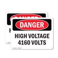 thumbnail image 1 of (2 Pack) High Voltage 4160 Volts OSHA Danger Sign 18 Inch X 12 Inch Plastic Sign, Weather Resistant, UV Protected for Workplace, Business, and Construction Site, Made in the USA, 1 of 8