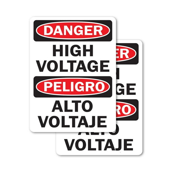 (2 Pack) High Voltage (Bilingual) OSHA Danger Sign 18 Inch X 24 Inch Vinyl Label Decal Sticker Weather Resistant, UV Protected for Workplace, Business, and Construction Site, Made in