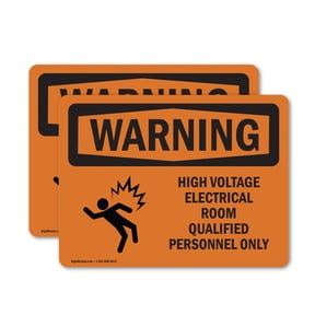 (2 Pack) High Voltage Electrical Room With Symbol OSHA Warning Sign