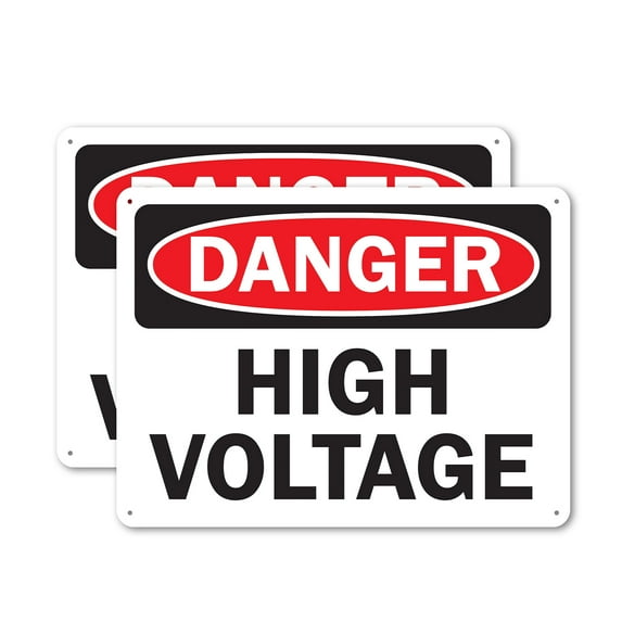 (2 Pack) High Voltage OSHA Danger Sign 18 Inch X 12 Inch Plastic Sign, Weather Resistant, UV Protected for Workplace, Business, and Construction Site, Made in the USA
