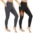 thumbnail image 1 of 2 Pack High Waist Fleece Lined Winter Leggings with Pockets Thermal Yoga Pants, 1 of 8