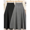 2 Pack High Waist Stretch Flared Midi Skirts In Black + Gray – Flowy A ...