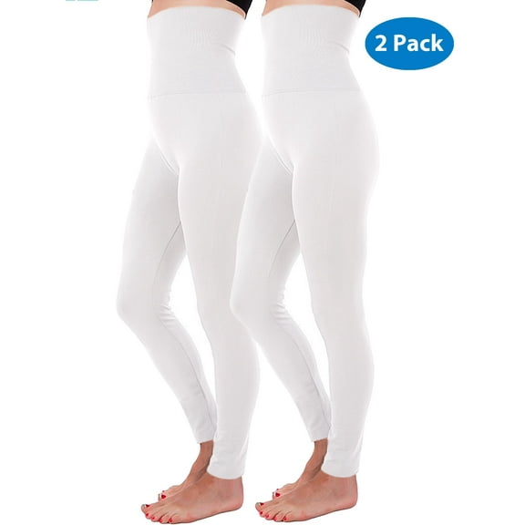 2-Pack High Waist Tummy Control Full Length Legging Compression Top Pants Fleece Lined