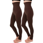 KUDA MODA 2-Pack High Waist Tummy Control Full Length Legging Compression Top Pants Fleece Lined