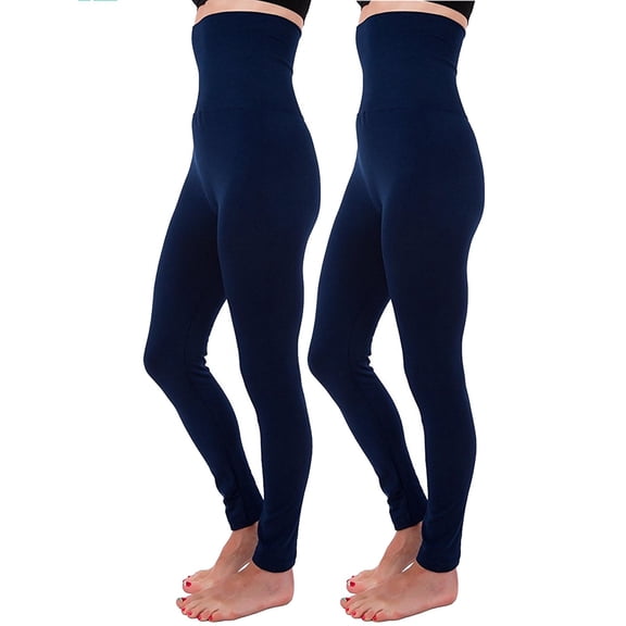 2-Pack High Waist Tummy Control Full Length Legging Compression Top Pants Fleece Lined