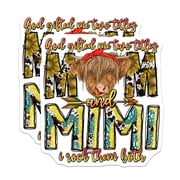 2 Pack Highland Cow Mom Mimi Stickers - Grandma Mama Country Life - Western Farmhouse Animal Art - 5" On Longest Side - Sticks to Smooth Flat Surfaces - Made in USA - BMCS30647
