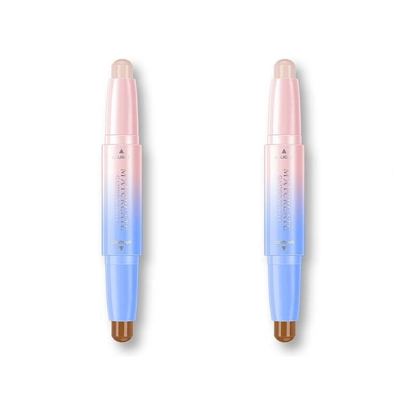 2 Pack Highlight Contour Duo Shadow Bronzer Makeup Cream Face Eye Chin Chic Pen
