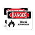 thumbnail image 1 of (2 Pack) Highly Flammable OSHA Danger Sign 18 Inch X 12 Inch Vinyl Label Decal Sticker Weather Resistant, UV Protected for Workplace, Business, and Construction Site, Made in the USA, 1 of 7