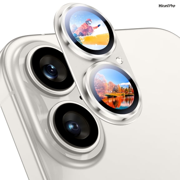 [2 Pack] Hionly Compatible with iPhone 17 Camera Lens Protector - [Not Easy to Break][Strong Adsorption][Case-Friendly] Metal Tempered Glass Rear Camera Screen Cover - Gray